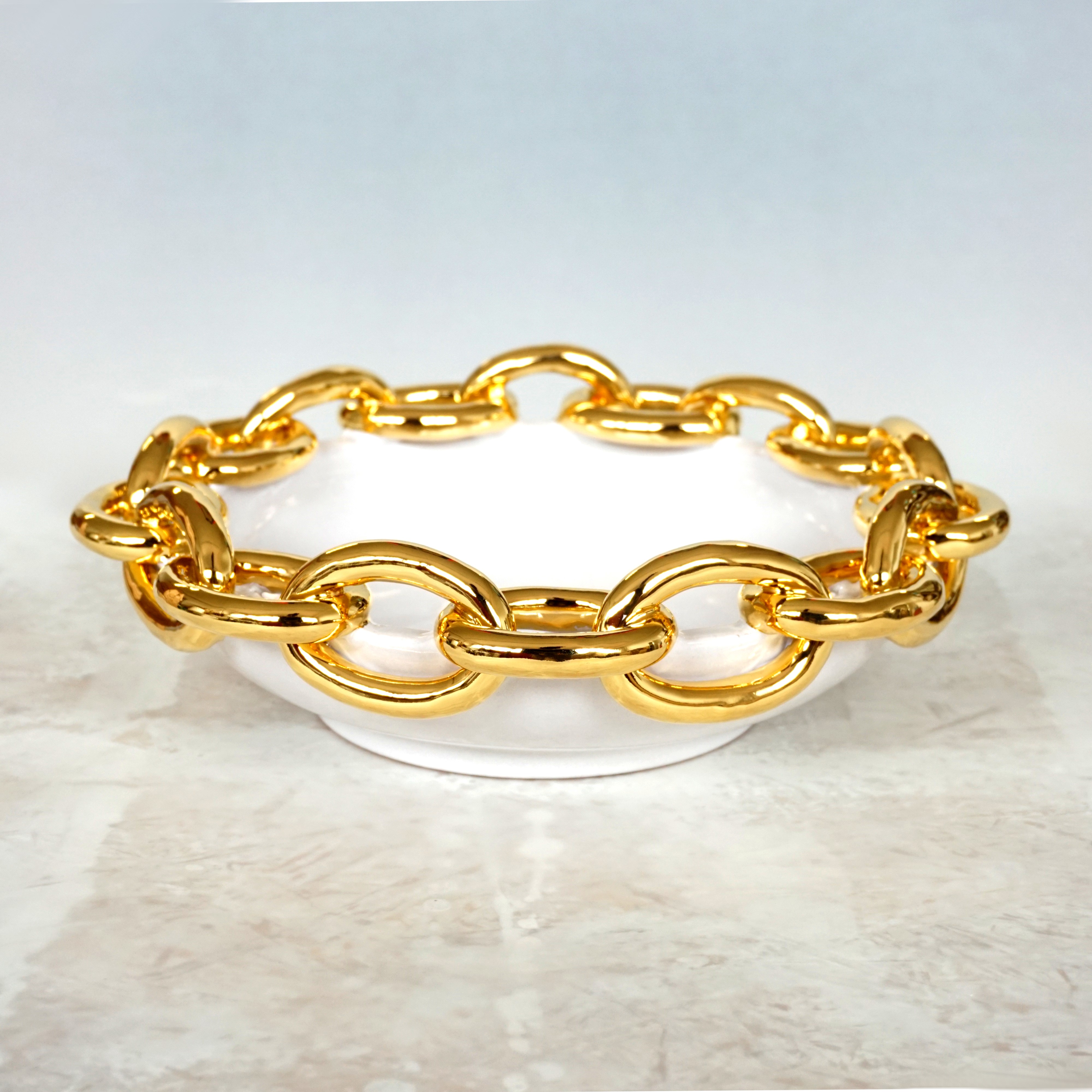 Ceramica White Bowl with Golden Chain