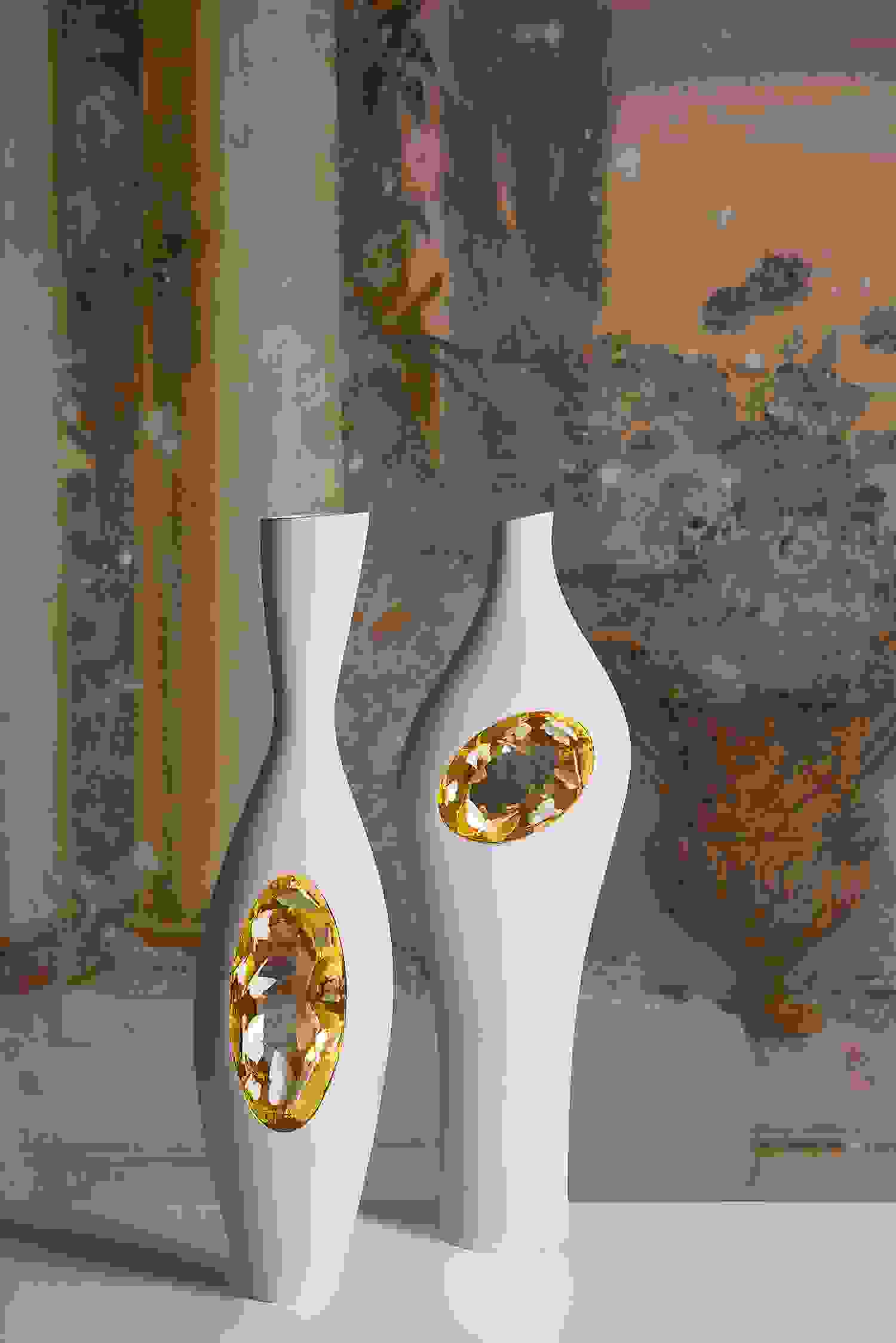 FOS Ceramiche Falling in Love F Vase 23k Gold Plated