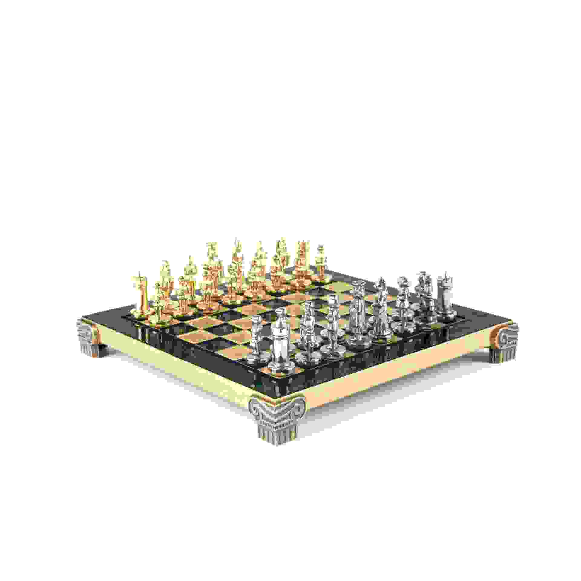Byzantine Metal Chess Set 20x20cm Green