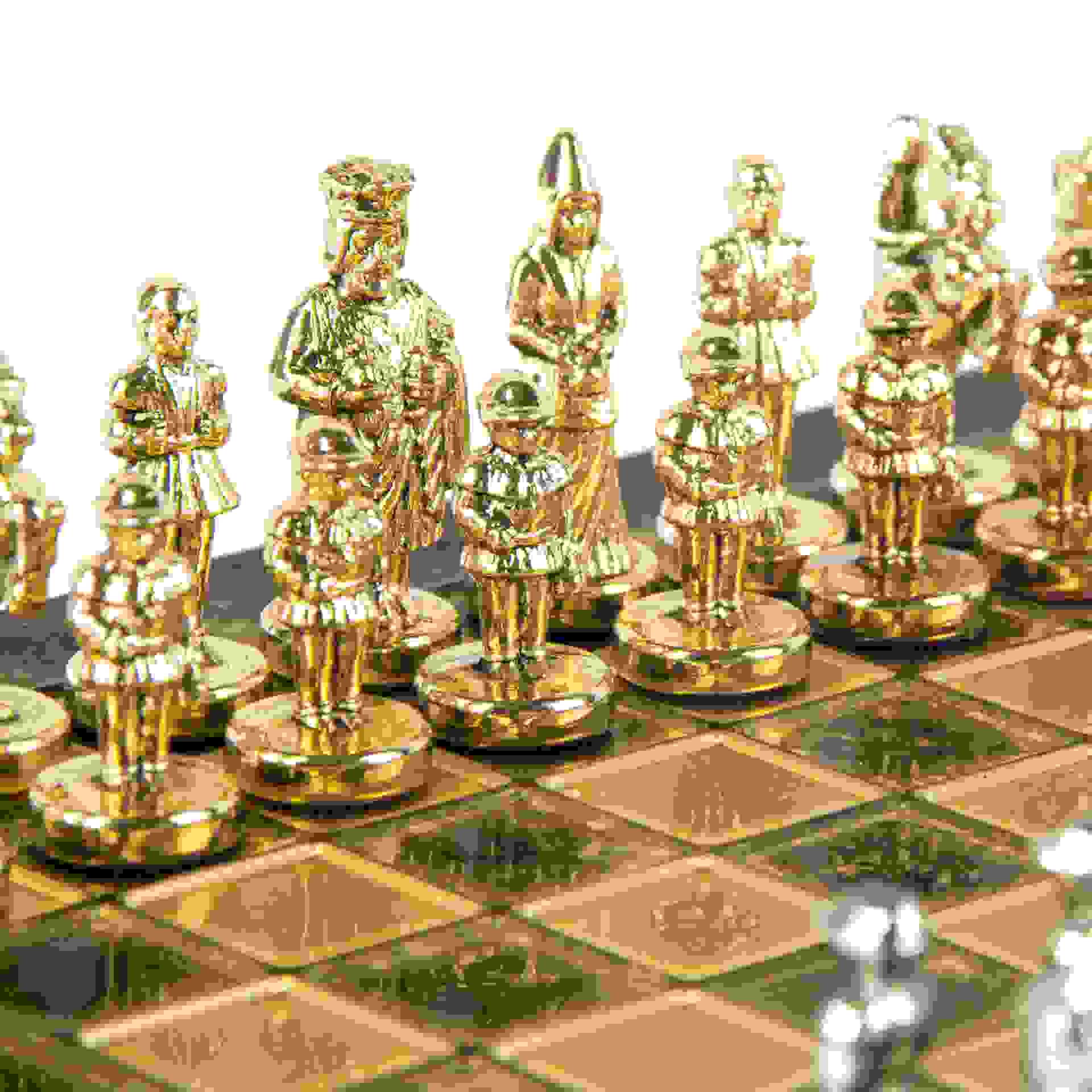 Byzantine Metal Chess Set 20x20cm Brown