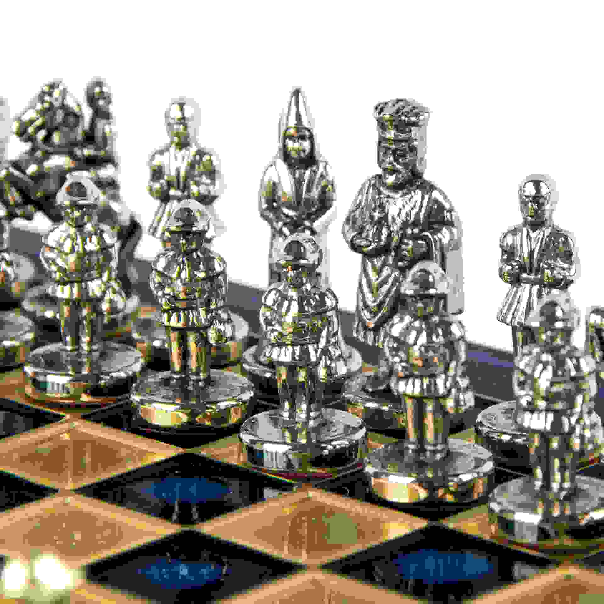 Byzantine Metal Chess Set 20x20cm Blue