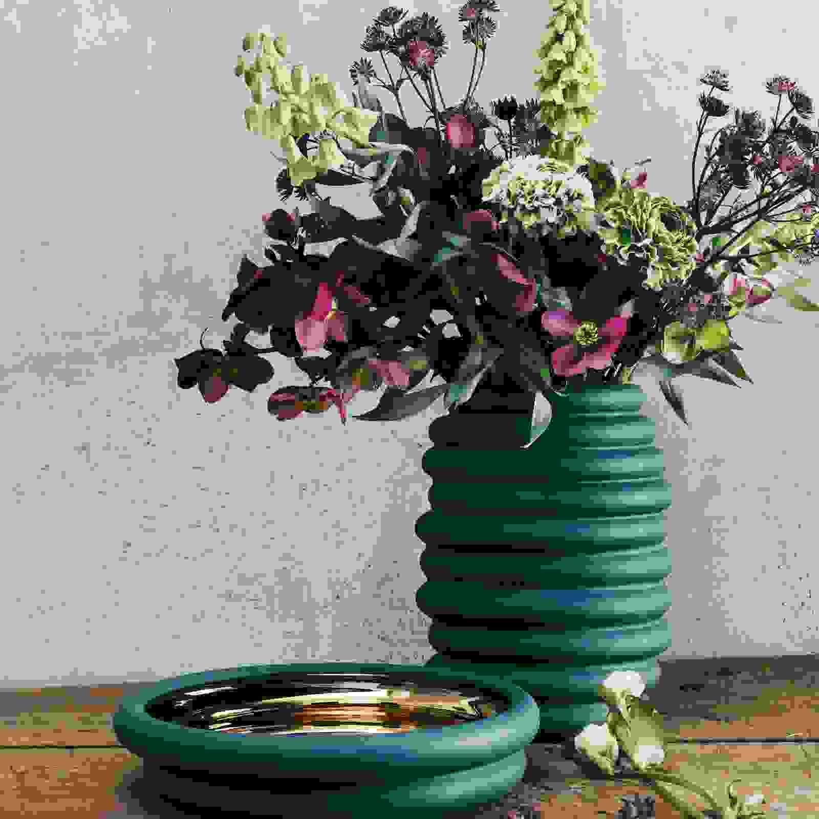 Rosenthal Hop Green Gold Vase 26cm 4012434714657