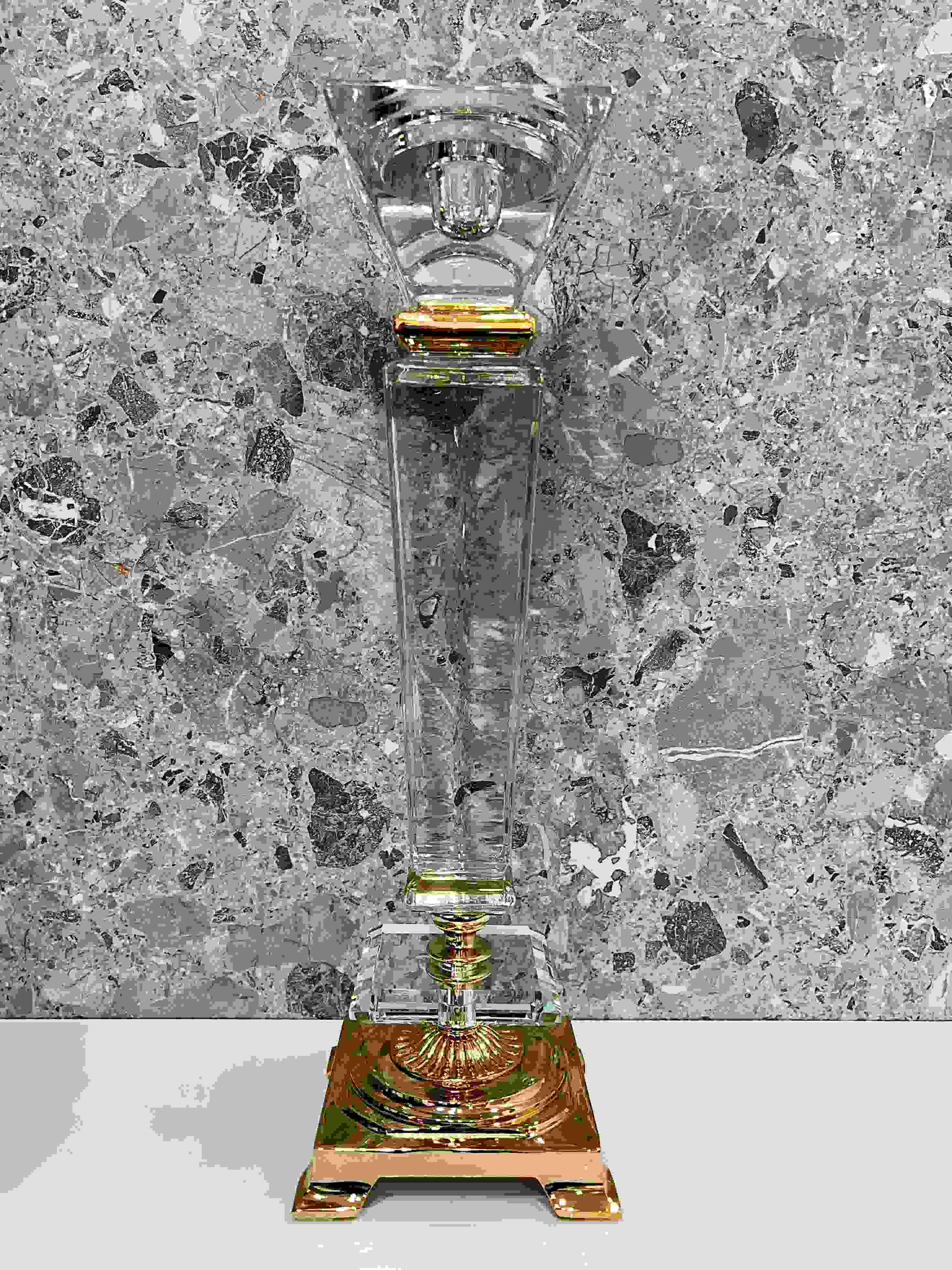 Le Monde Empire 24k Gold Plated Crystal Candleholder 35,5 cm