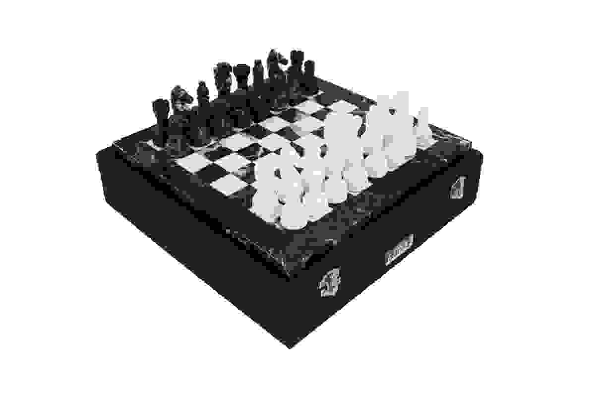 Italfama Chess Set 1007 Black + White Marble 30cm
