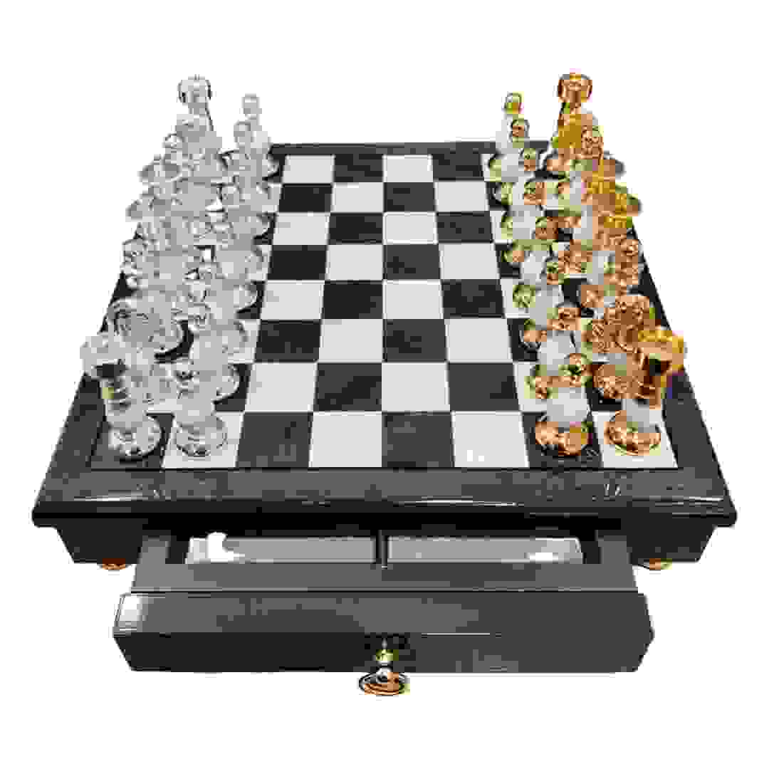 Italfama Glossy Grey Briar Wood Chess Set 333GLP + 151GS-DEC-0