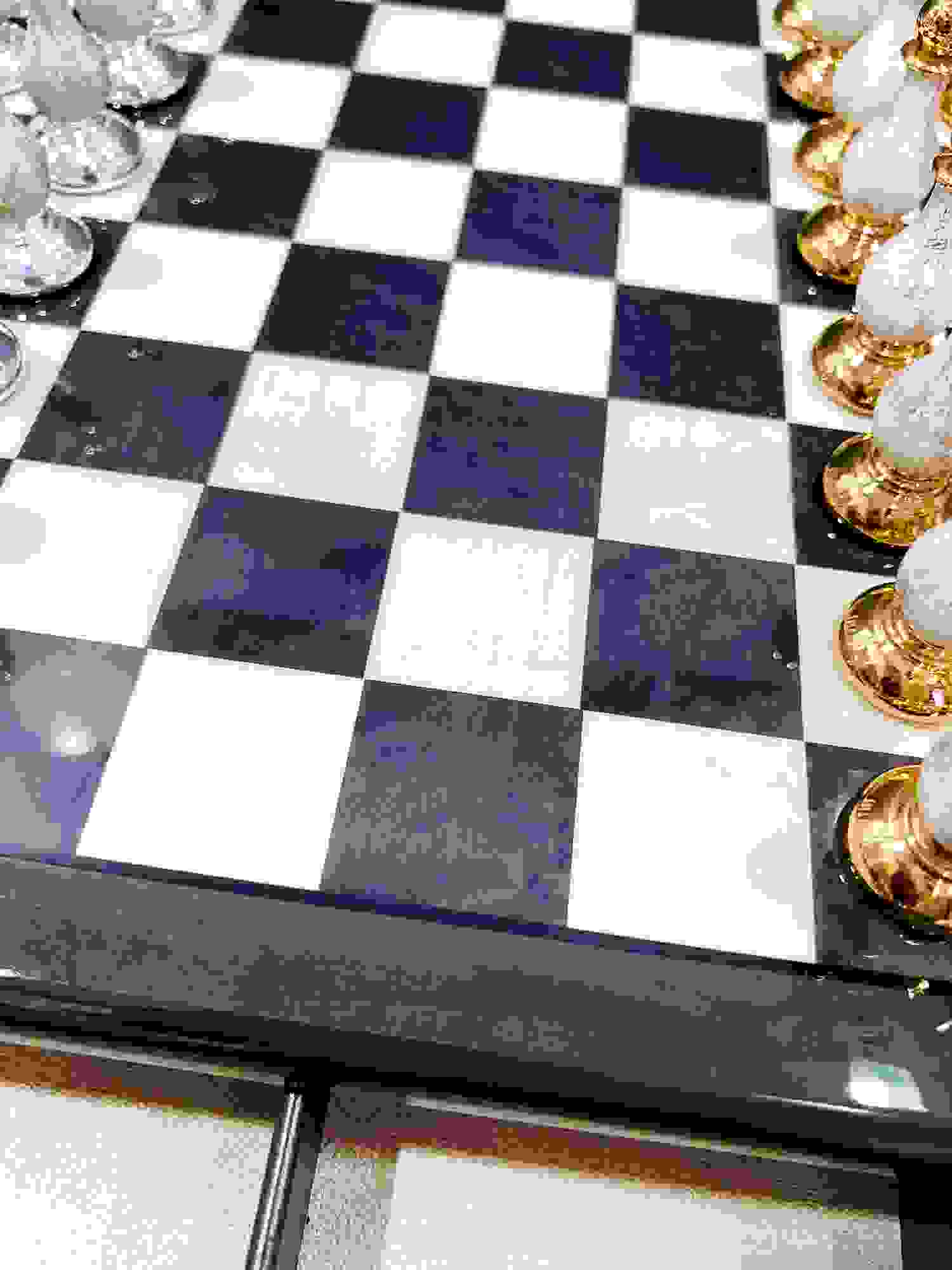 Italfama Glossy Grey Briar Wood Chess Set 333GLP + 151GS-DEC-0