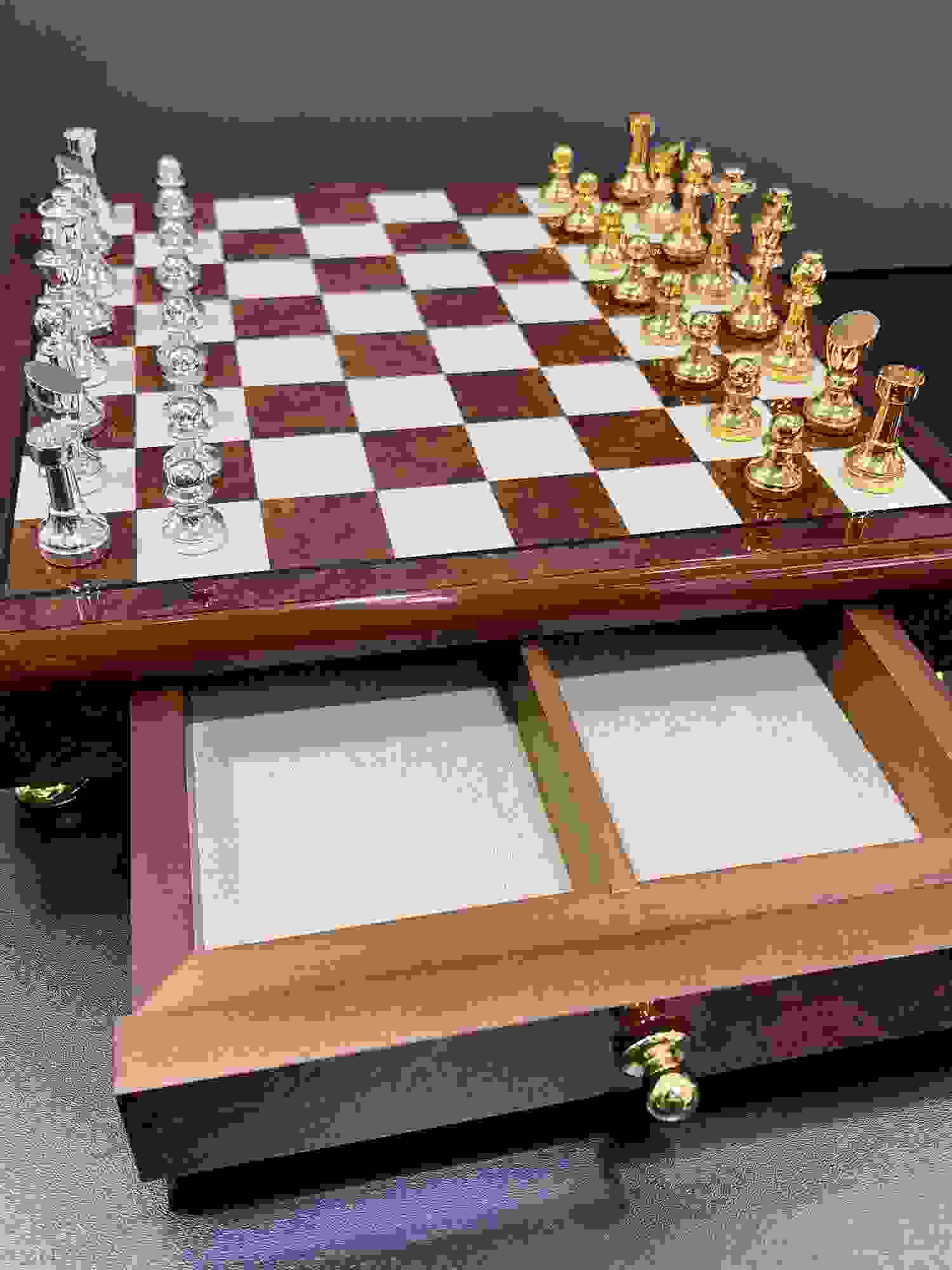 Italfama Glossy ELM Briar Wood Chess Set 40GS + 333OLP