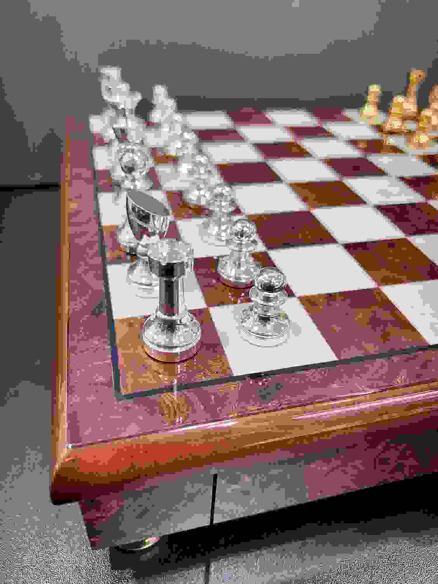 Italfama Glossy ELM Briar Wood Chess Set 40GS + 333OLP
