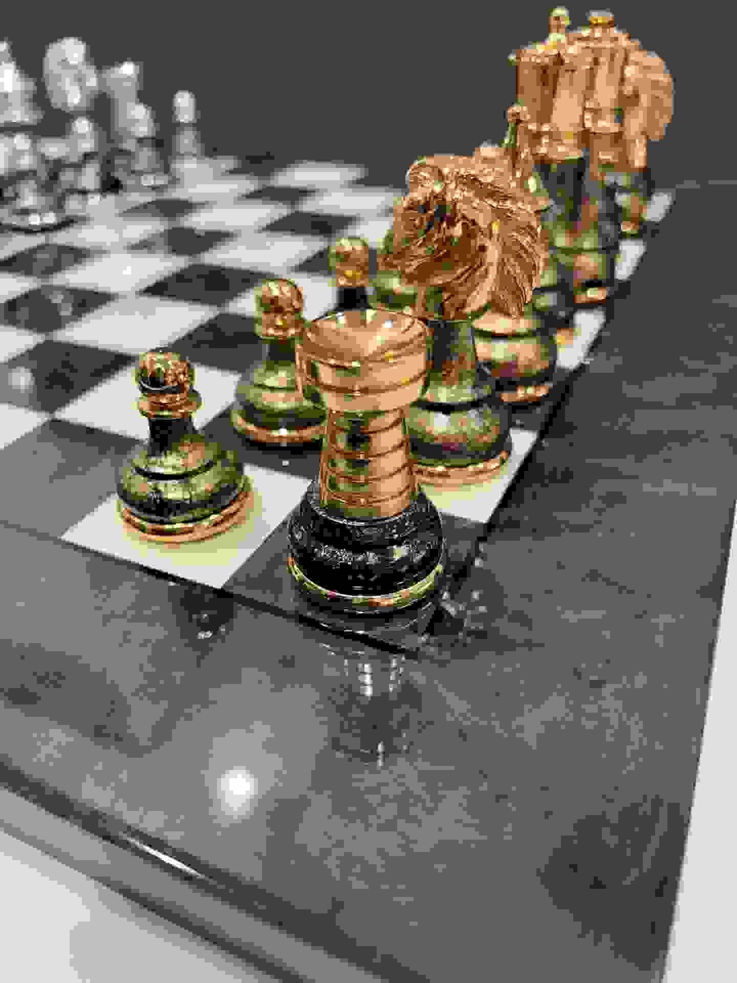 Italfama Chess Set Grey/White Briar Wood 513R + 150GSF