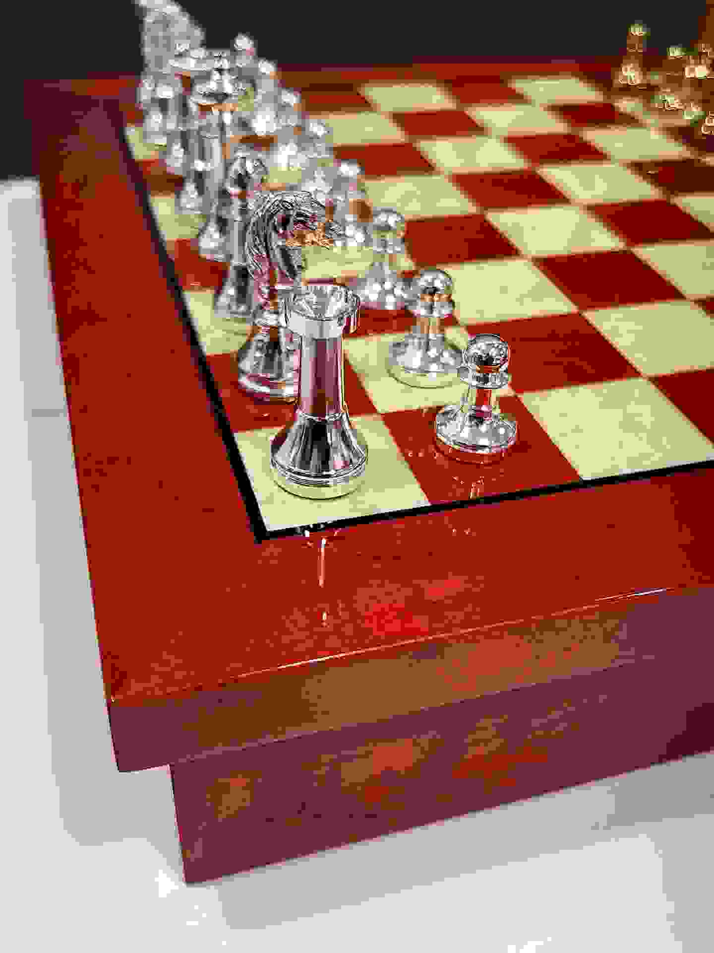 Italfama Chess Set Red/Off White Briar Wood 9538R + 96GS