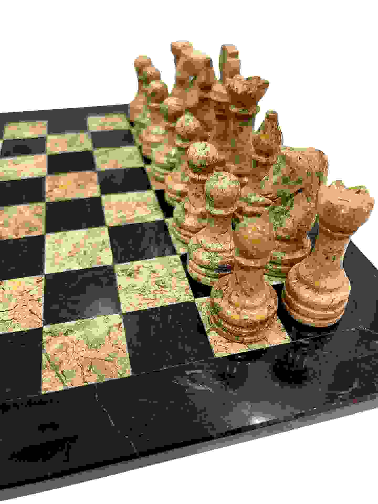Italfama Chess Set 1009 Black Brown Marble 30cm