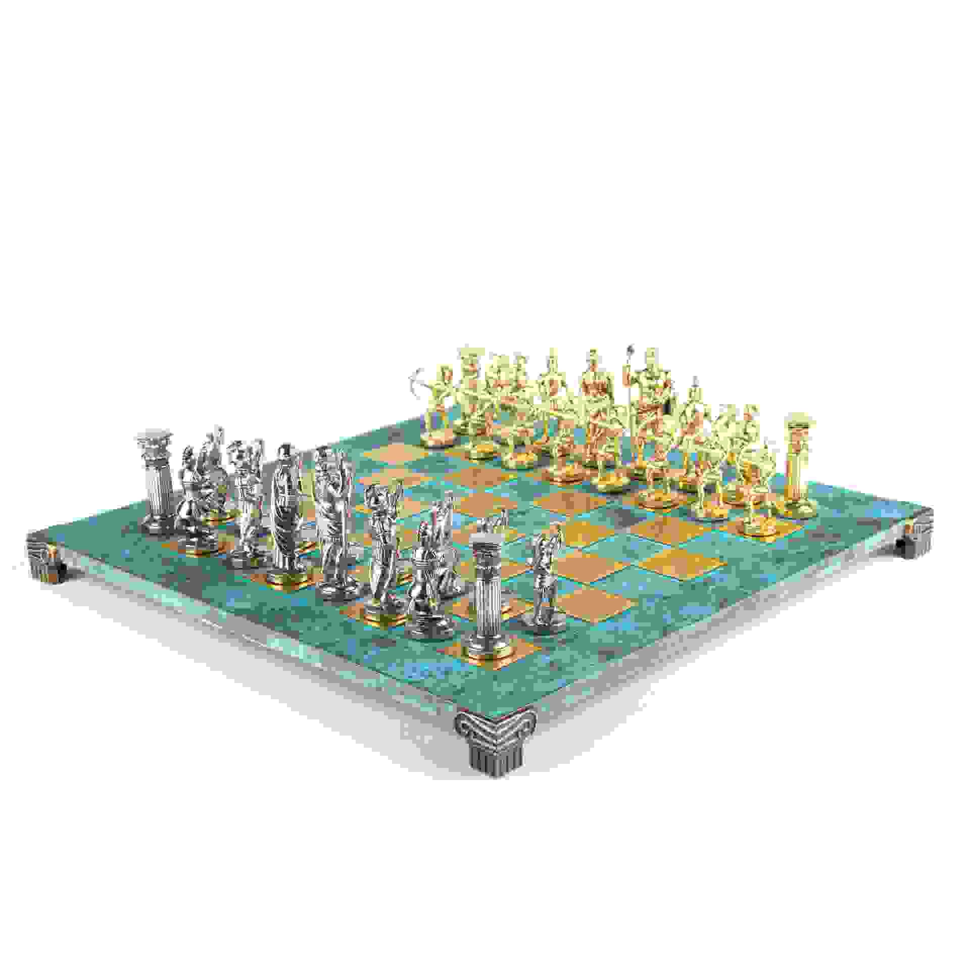 Archers Metal Chess Set 28x28cm Turquoise Patina
