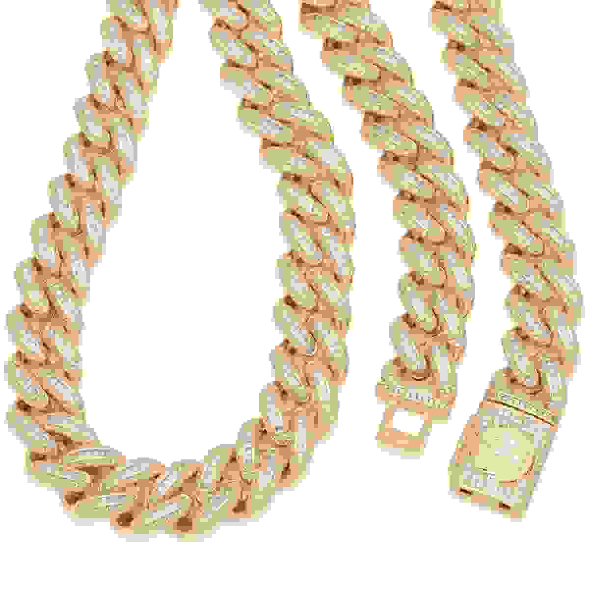 King Ice 14k Gold Plated 18mm Iced Baguette Chain 22" CHX14104