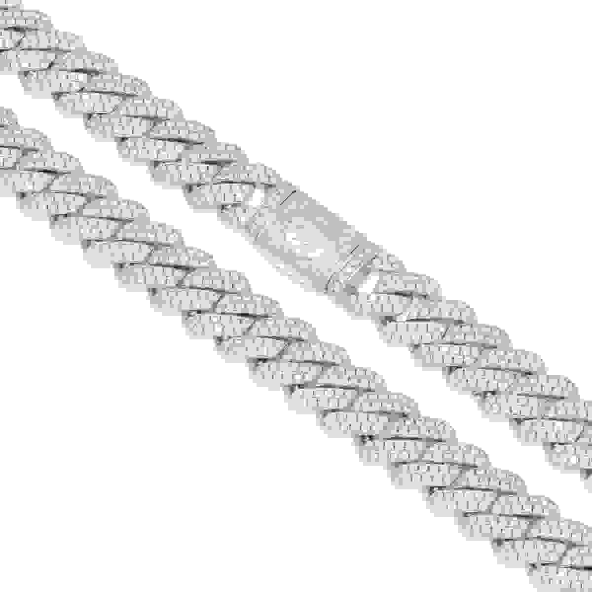 King Ice White Gold Plated 12mm Iced Miami Cuban Chain CHX14105 22”