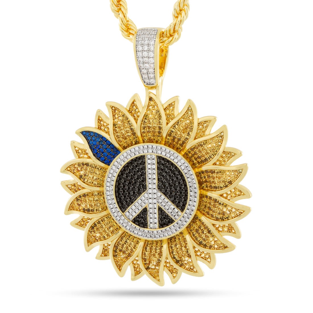 King Ice 14k Gold Plated Peace for Ukraine Necklace NKX14426