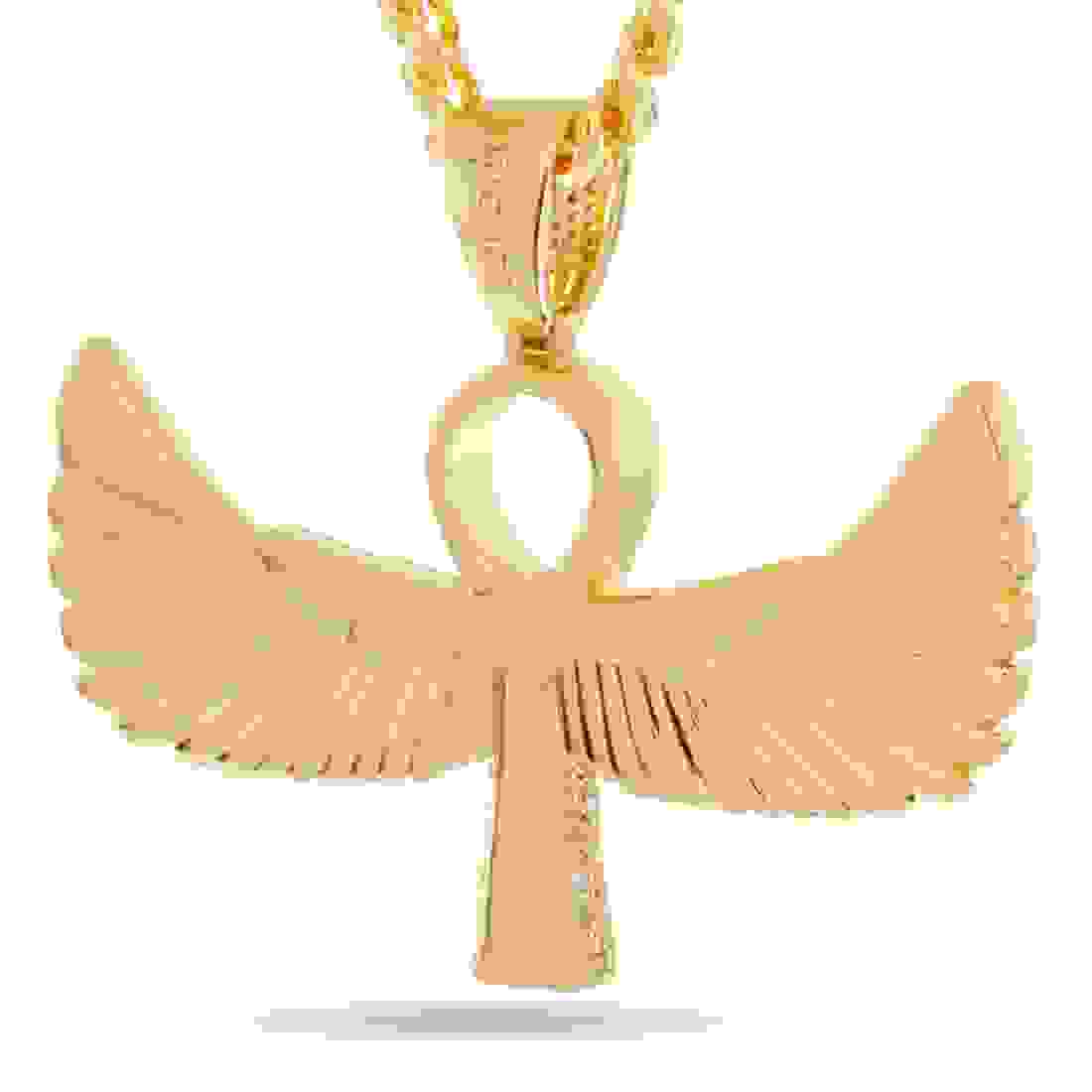 King Ice 14k Gold Plated Ankh of Isis Necklace NKX14429