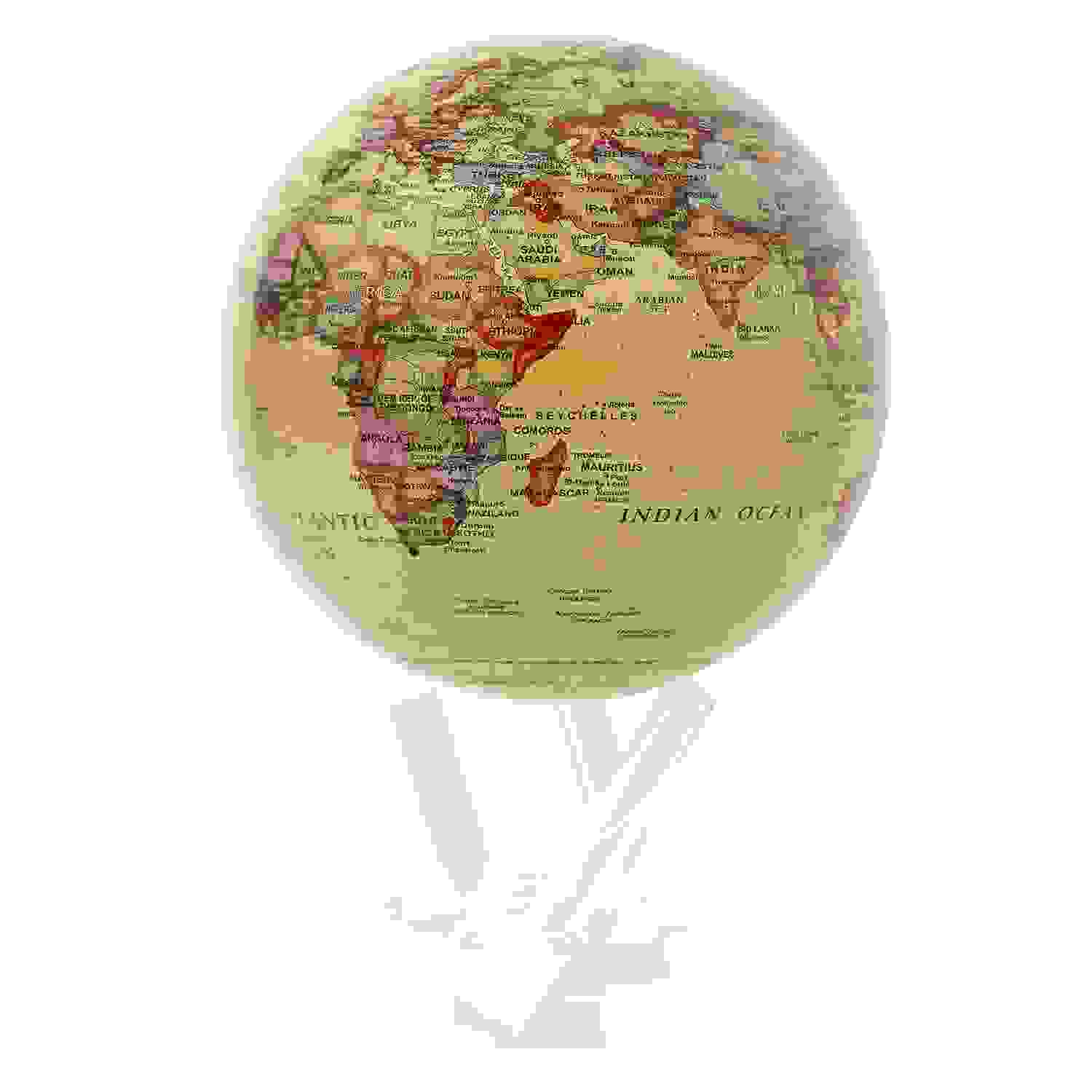 Mova Globe Political Map Yellow 6 inch w/ Acrylic Base MG-6-ATE