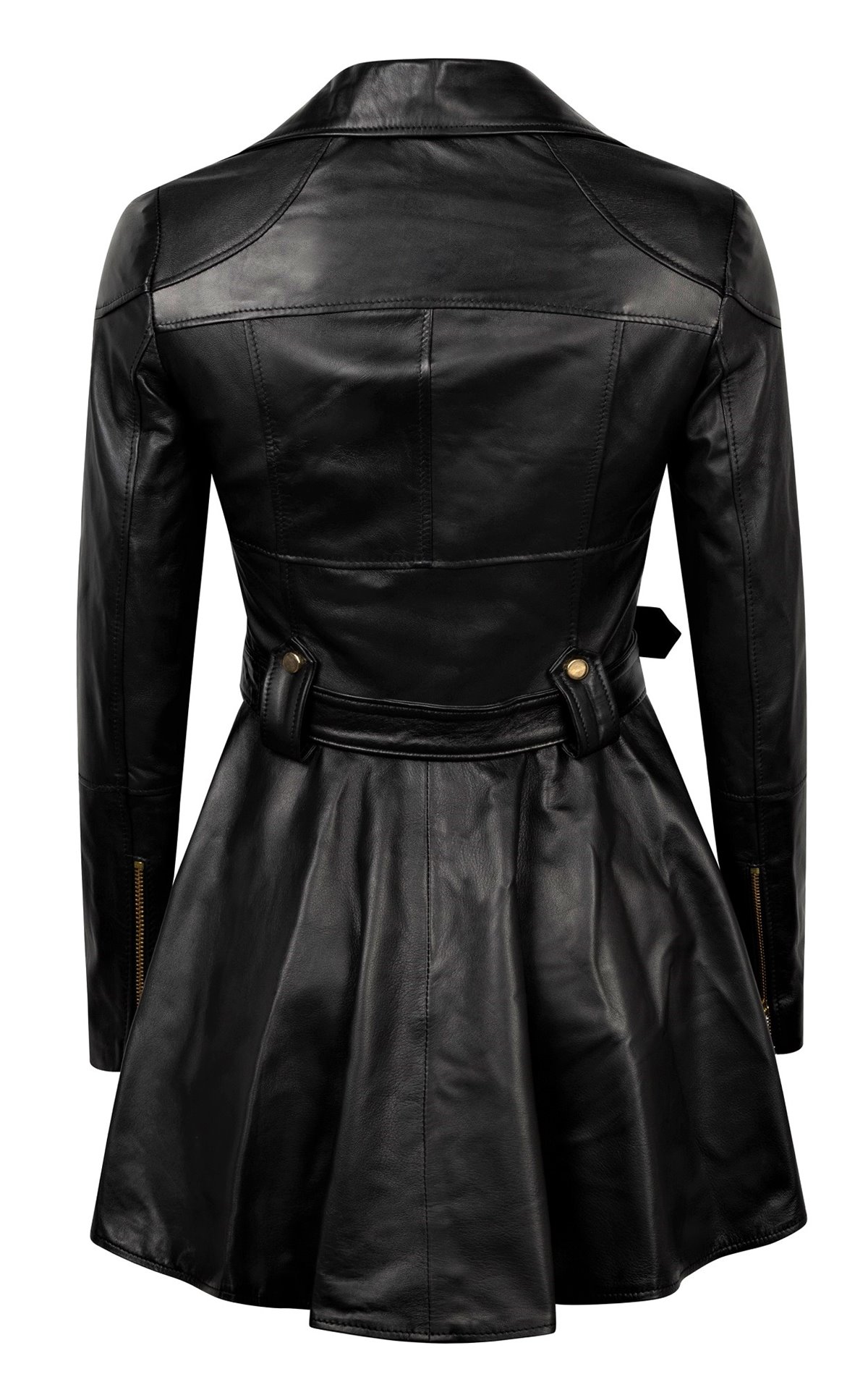 Drakesboutique - Marpel Italia Dana Nappa Leather Draping Trenchcoat Black