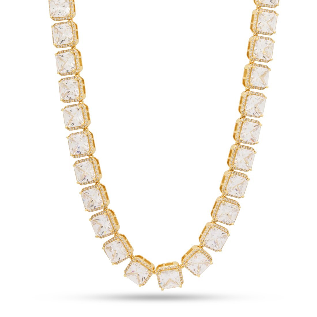 King Ice 14k Gold Plated 8mm Princess Cut Tennis Chain CHX14033 22"