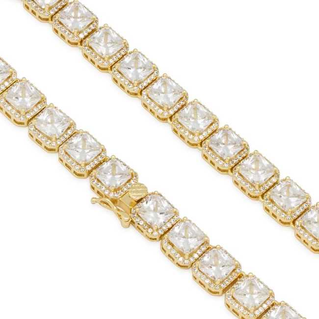Drakesboutique - King Ice 14k Gold Plated 5mm Princed Cut Tennis Chain