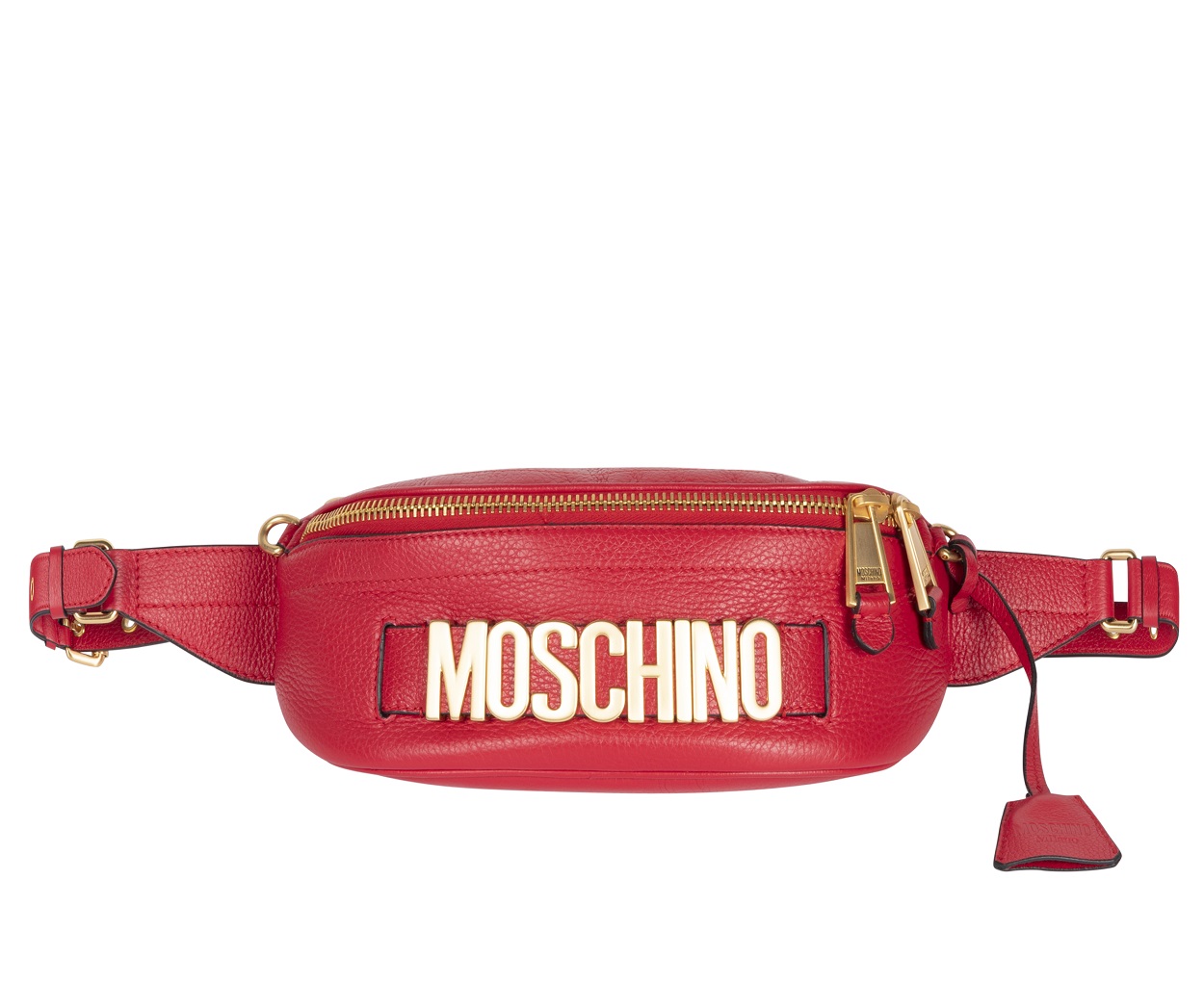MOSCHINO Grained Leather Bum Bag Red