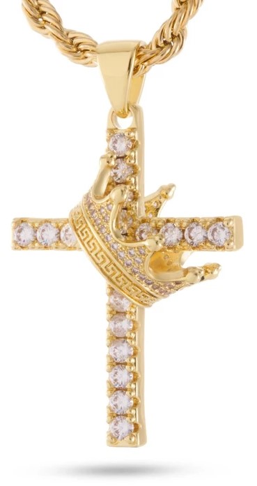 King Ice 14k Gold Plated Kingdom Cross Necklace NKX12887