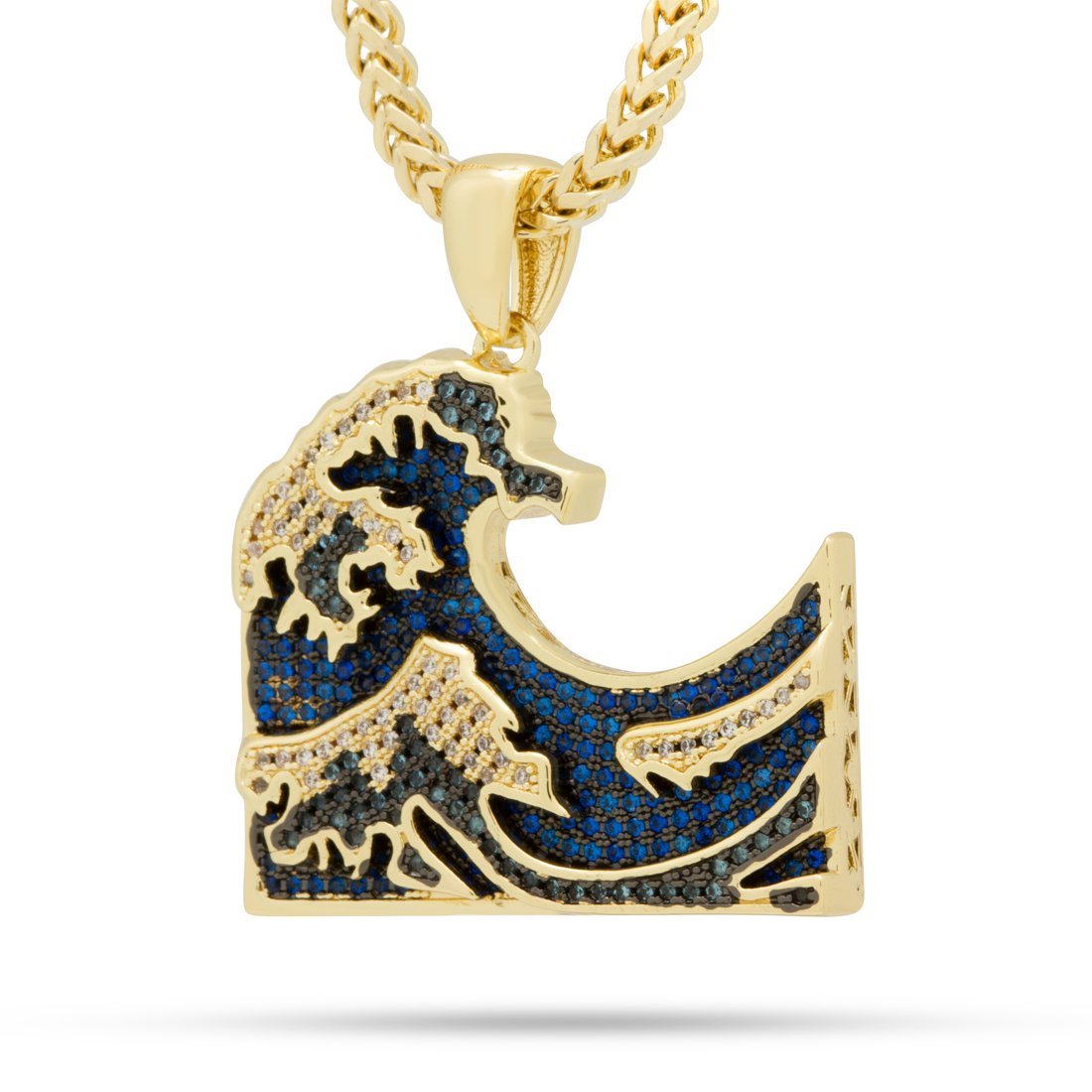 Drakesboutique - KING ICE 14k Gold Plated Necklace Great Wave