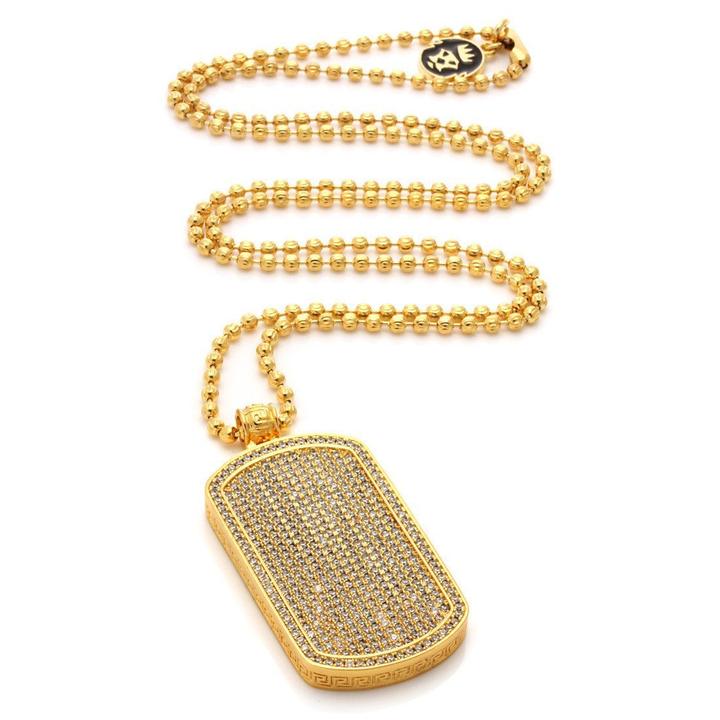 King Ice 14k Gold Plated Dog Tag 