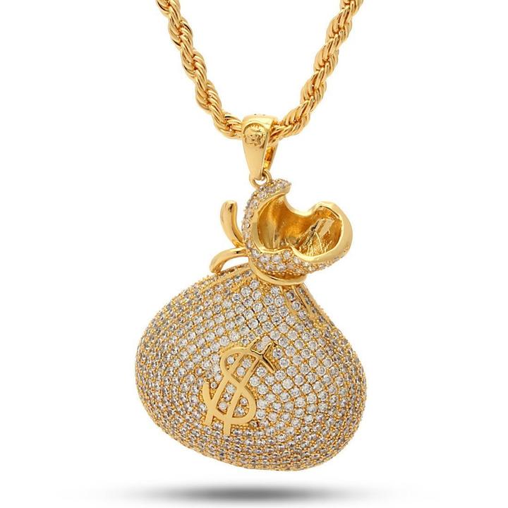 King Ice 14k Gold Plated Money Bag 