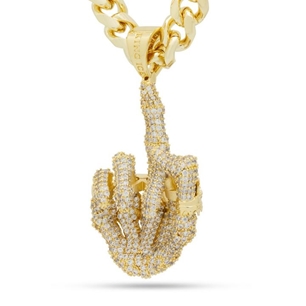 KING ICE 14k Gold Plated Iced Skeleton Flip Necklace NKX14245