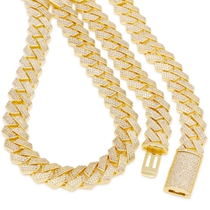 KING ICE 14k Gold Plated Diamond Cut Miami Cuban Necklace CHX14040 20"