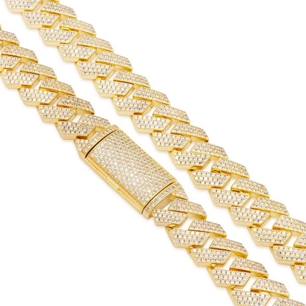 KING ICE 14k Gold Plated Diamond Cut Miami Cuban Necklace CHX14040 20"