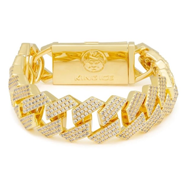 King Ice 14k Gold Plated Bracelet Diamond Cut BRX14040