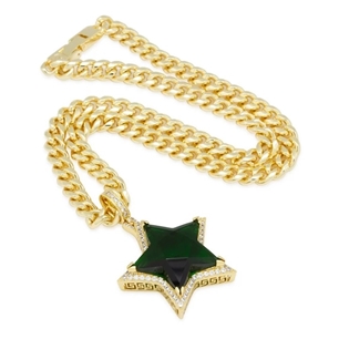 King Ice 14k Gold Plated Ruby Star Necklace NKX14216