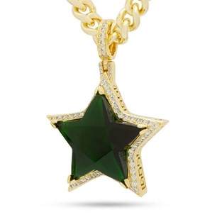 King Ice 14k Gold Plated Ruby Star Necklace NKX14216