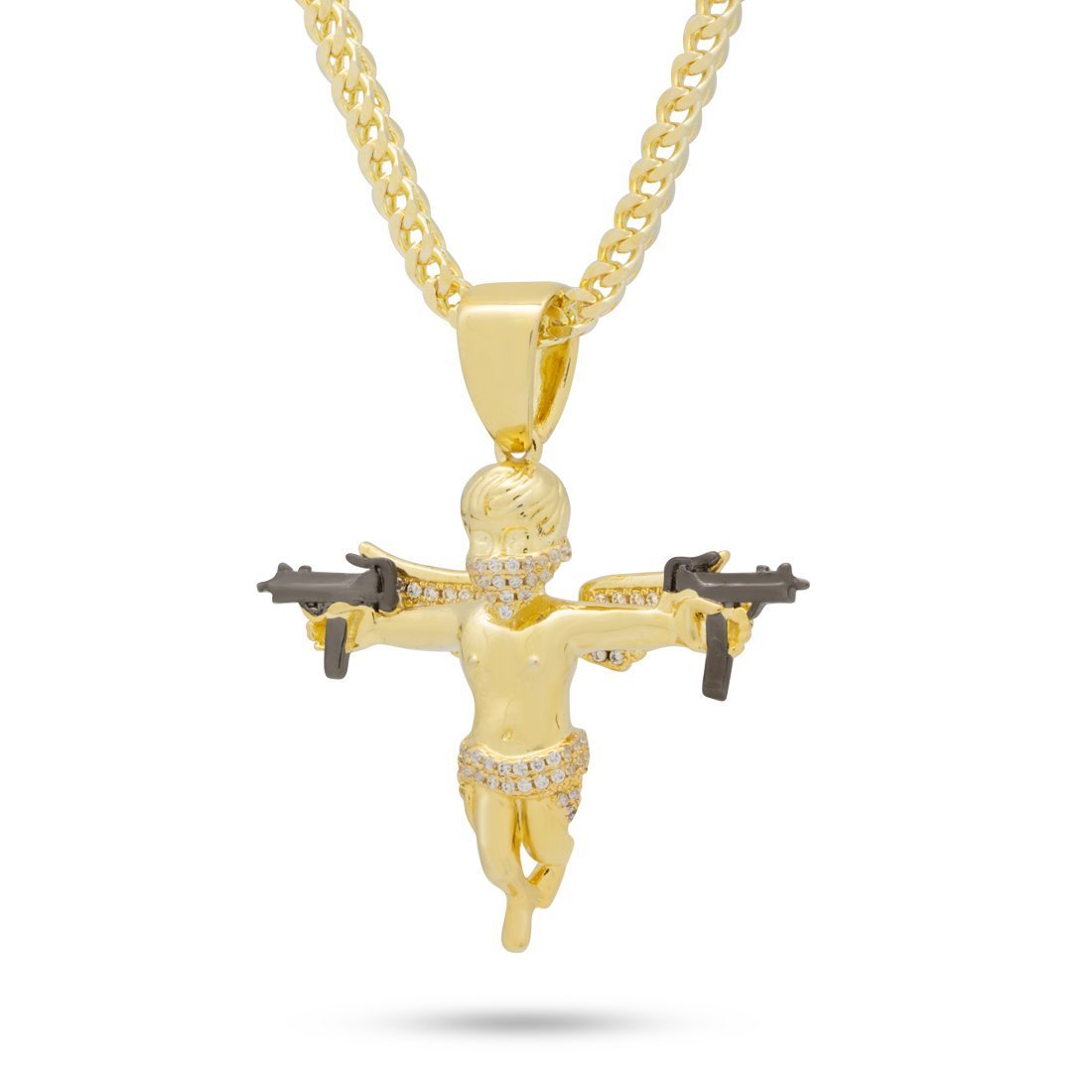 KING ICE 14k Gold Plated Dual Uzi Angel 