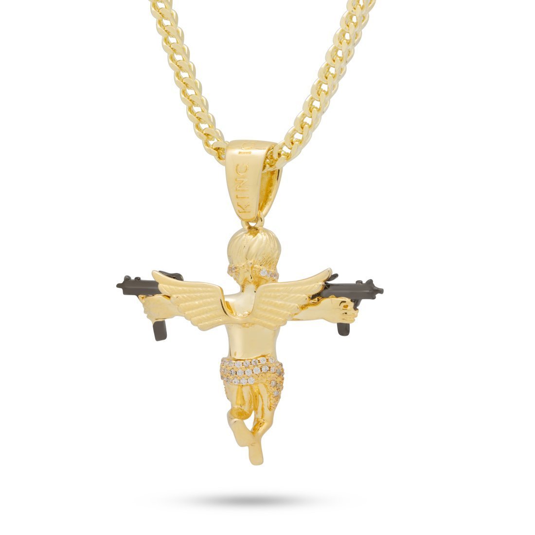 KING ICE 14k Gold Plated Dual Uzi Angel 