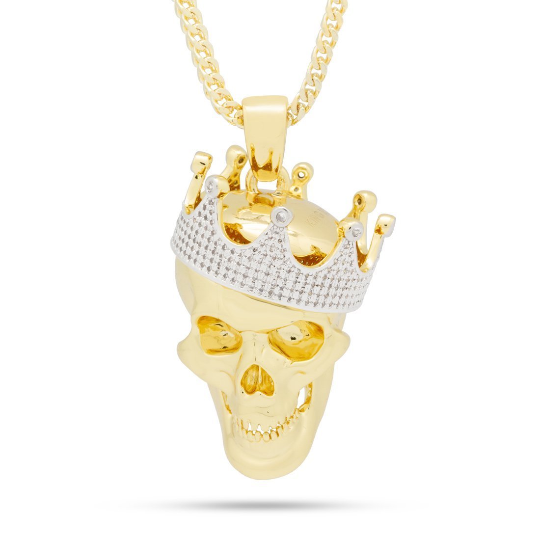Drakesboutique - King Ice 14k Gold Plated Skull King Necklace NKX14004