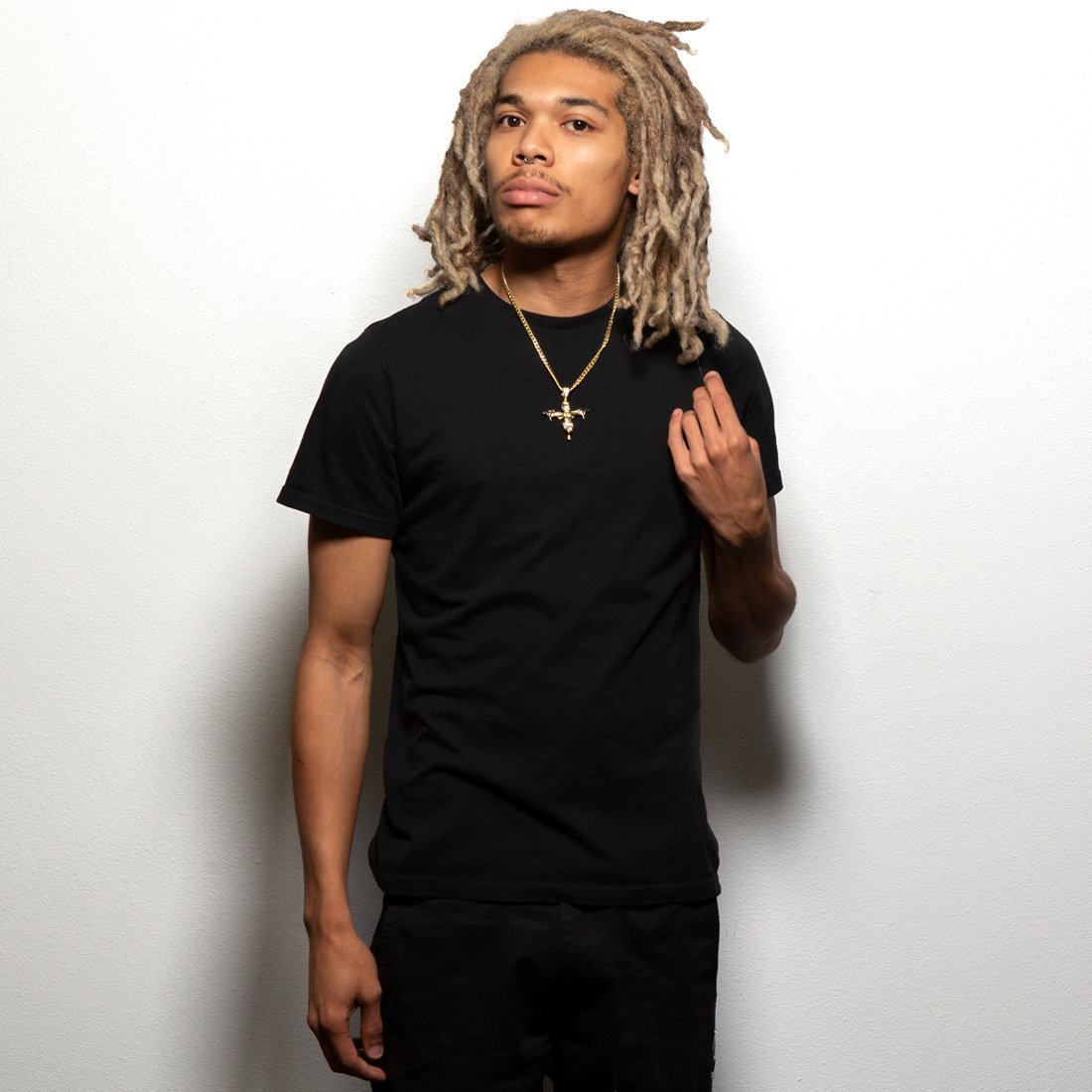 King Ice 14k Gold Plated Dual Uzi Angel Necklace NKX14166