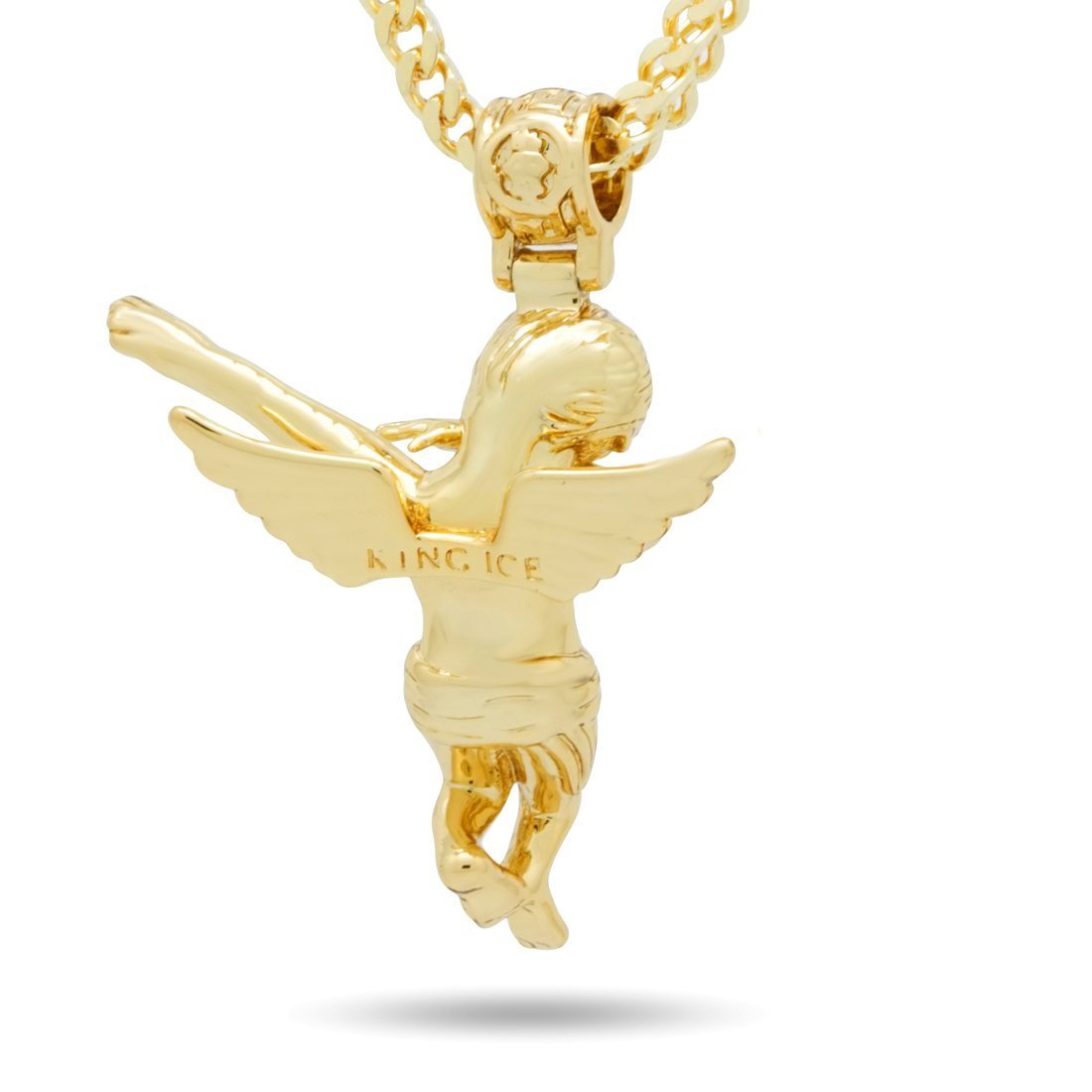 King Ice 14k Gold Plated Dabbing Angel Necklace NKX14074