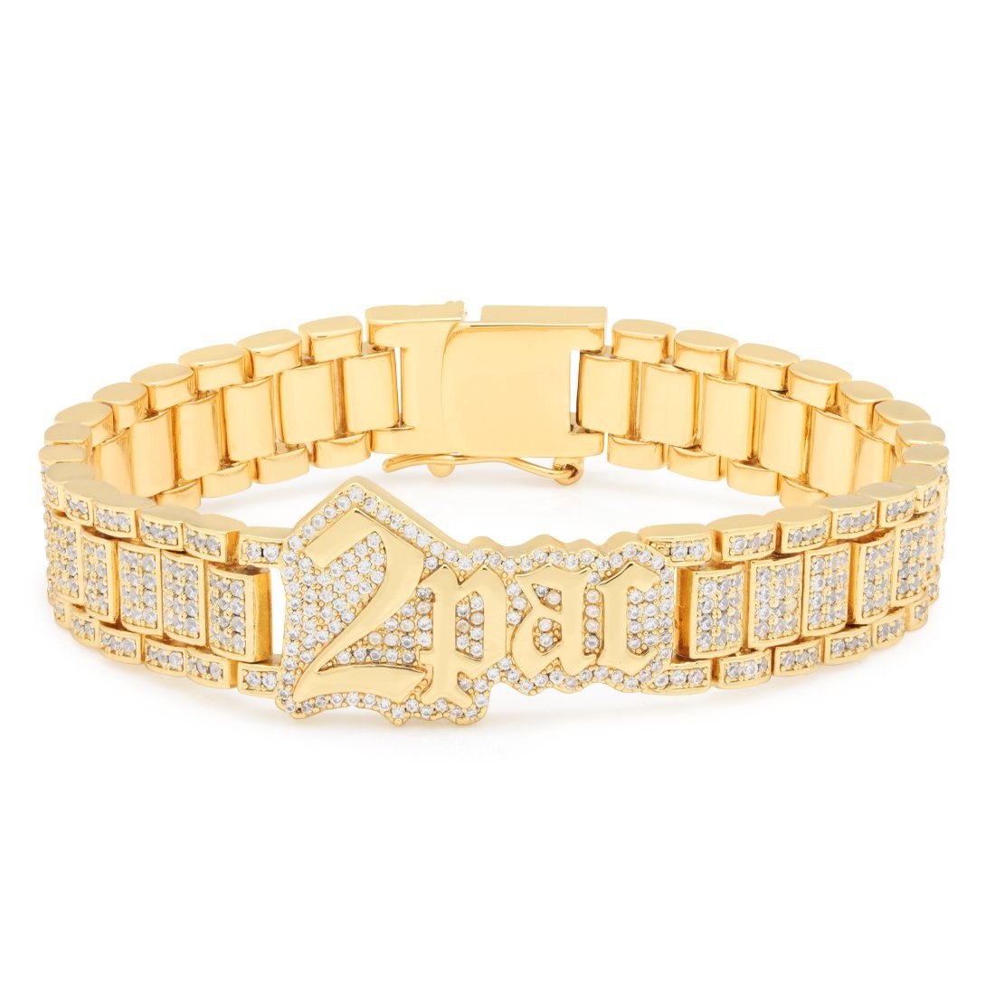 Drakesboutique - King Ice 14k Gold Plated 2Pac Logo Bracelet BRX14054