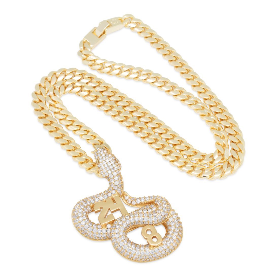 Drakesboutique - King Ice 14k Gold Plated Black Mamba Eras Necklace