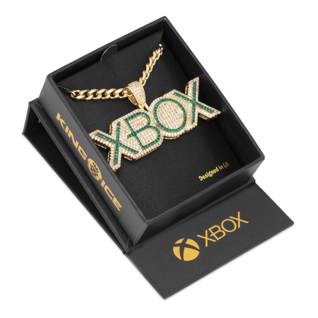 Drakesboutique King Ice x Xbox 14k Gold Plated Emerald Xbox Logo