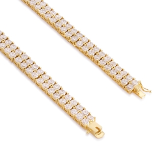King Ice 14k Gold Plated Double Row Tennis Chain CHX03280 24"