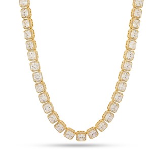 King Ice 14k Gold Plated 5mm Princess Cut Tennis Chain CHX14033 18"