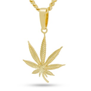 King Ice 14k Gold Plated Cannabis Leaf Necklace NKX20003