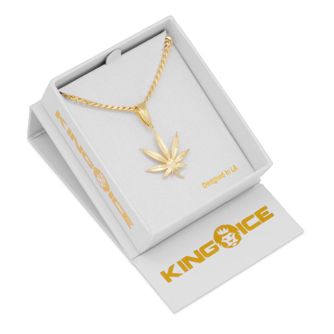 King Ice 14k Gold Plated Cannabis Leaf Necklace NKX20003