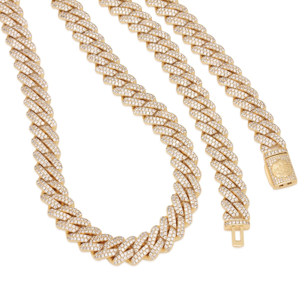 King Ice 14k Gold Plated 12mm Iced Miami Cuban Chain CHX14105 20”