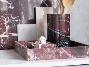 Alexis Burgundy Marble Tray 30 x 30 cm