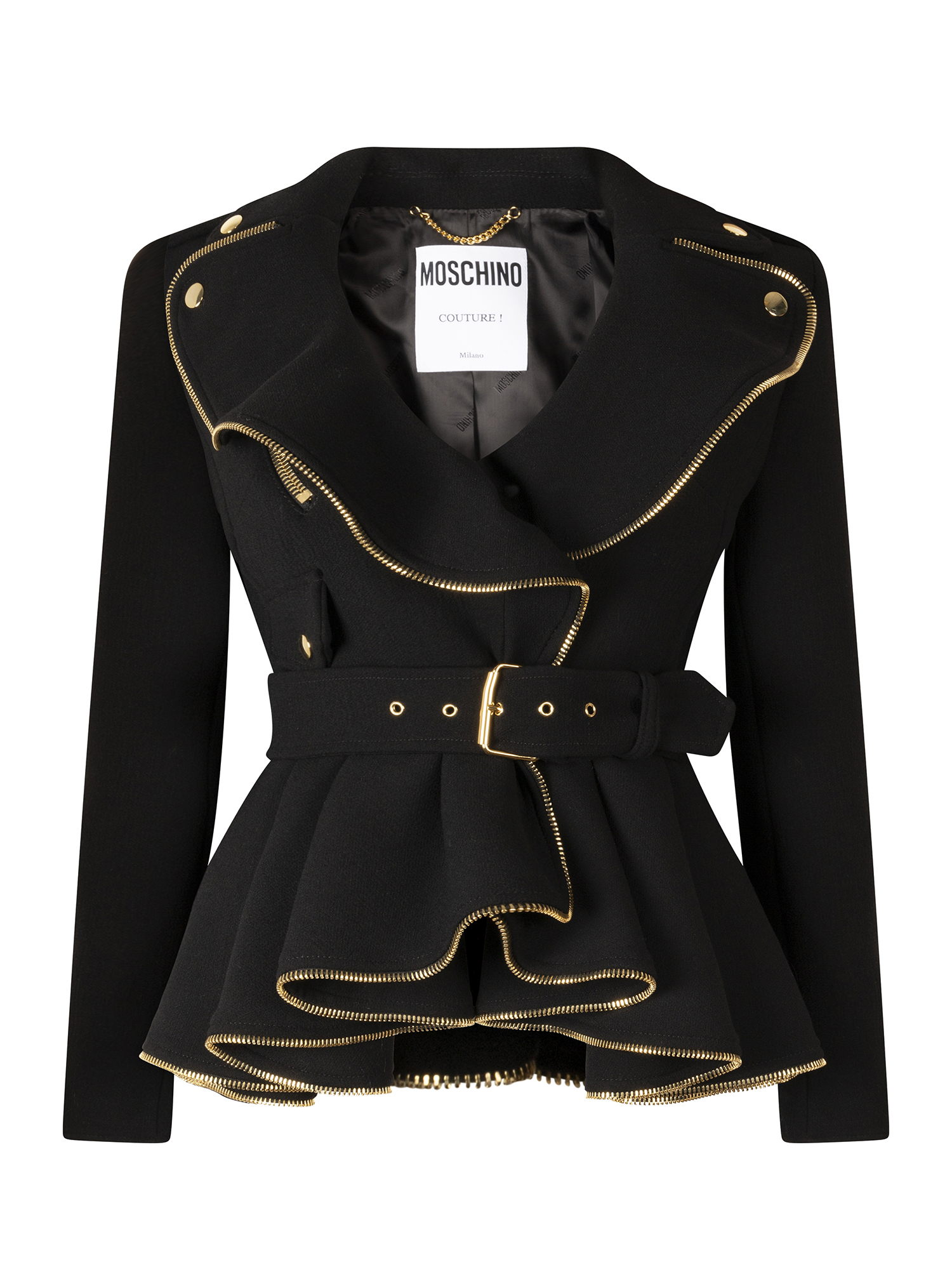 black moschino coat